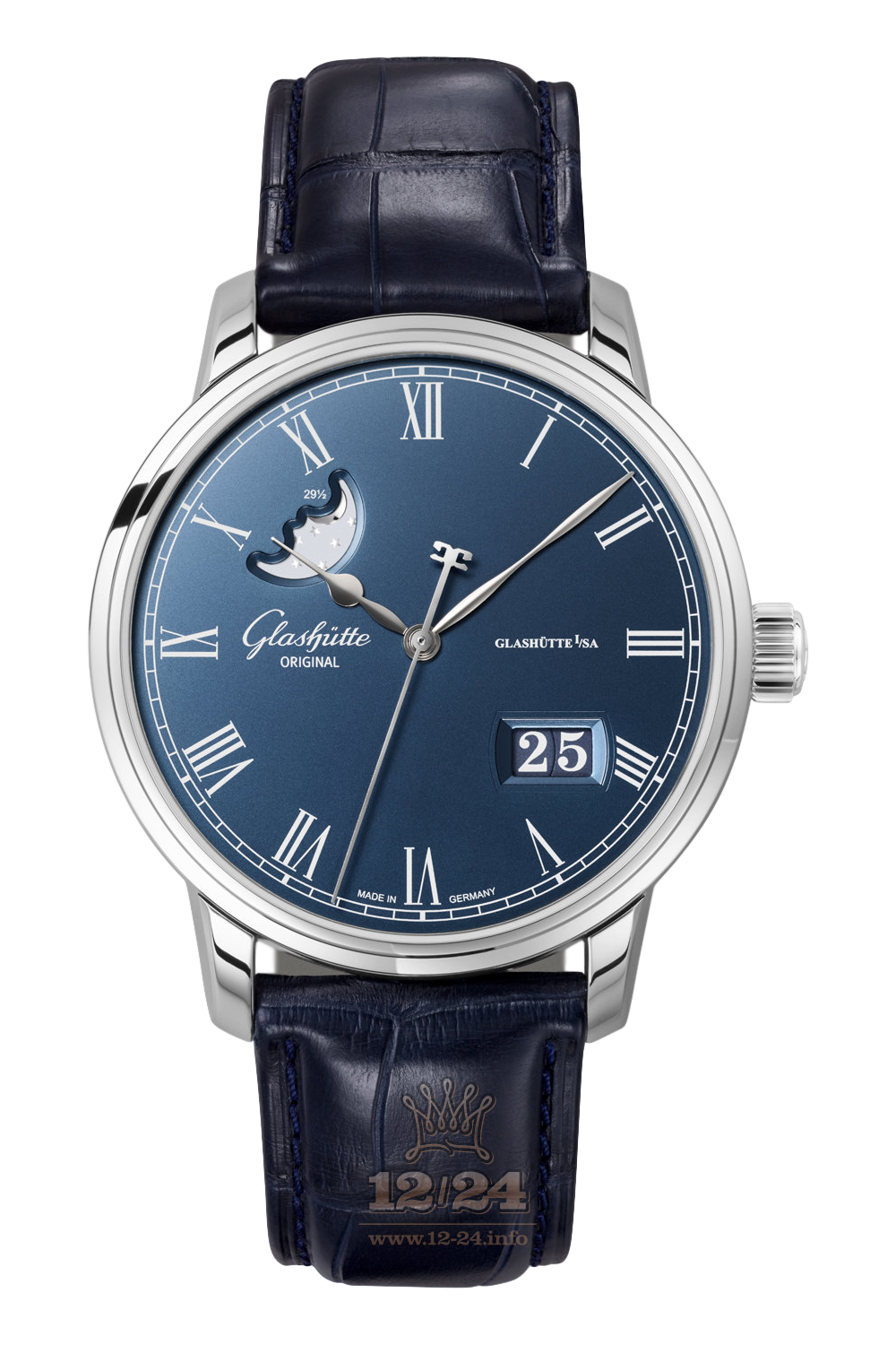 Glashutte Senator Watch 100-04-05-12-30 40 mm Stainless steel Case Dark blue Dial