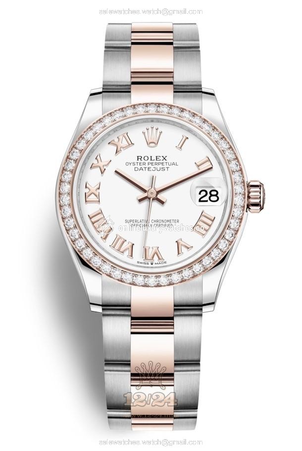 Rolex Datejust Watch 278381rbr-0003 31 mm Stainless steel Pink gold Case White Dial