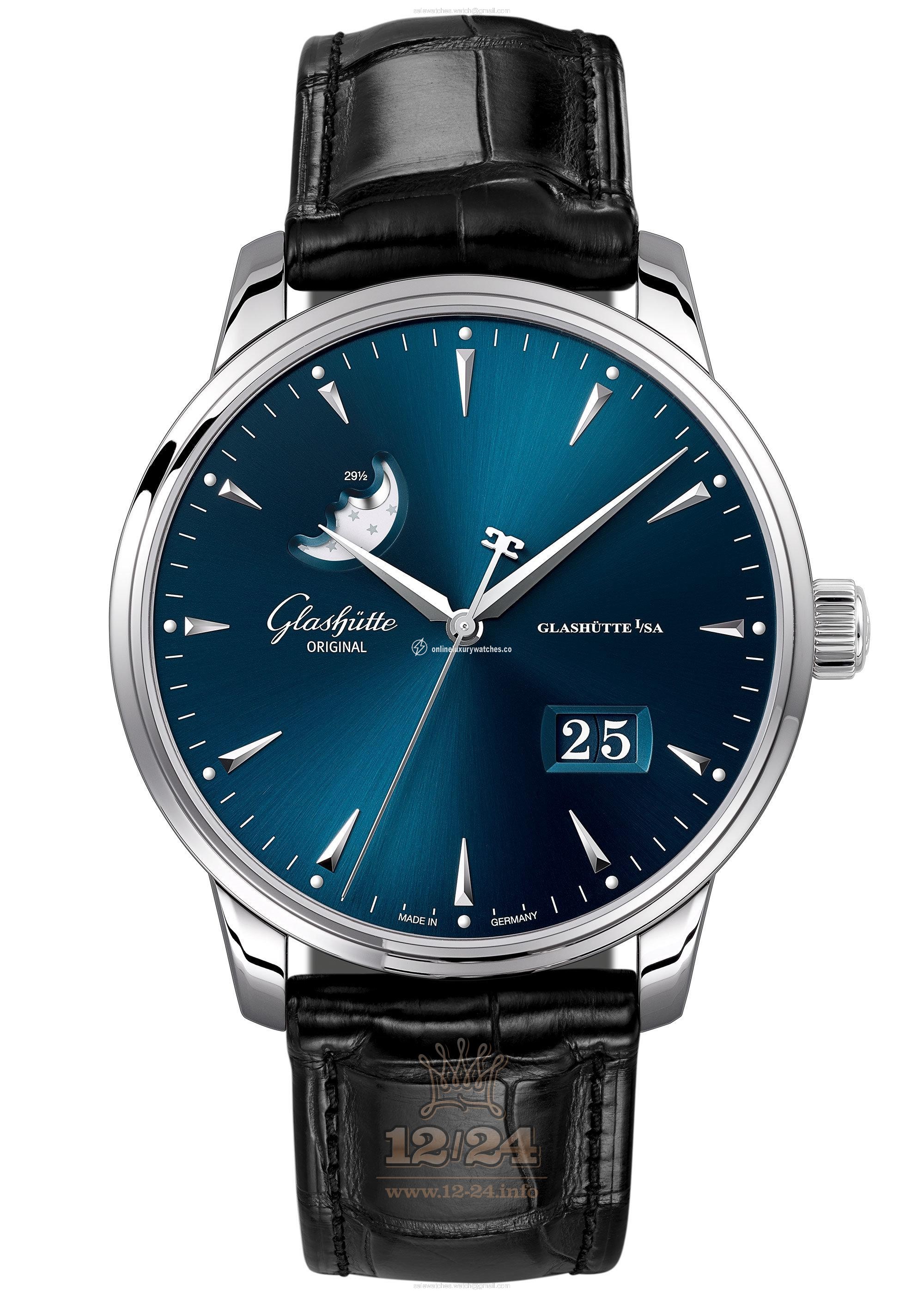 Glashutte Senator Watch 1-36-04-04-02-01 42 mm Stainless steel Case Dark blue Dial
