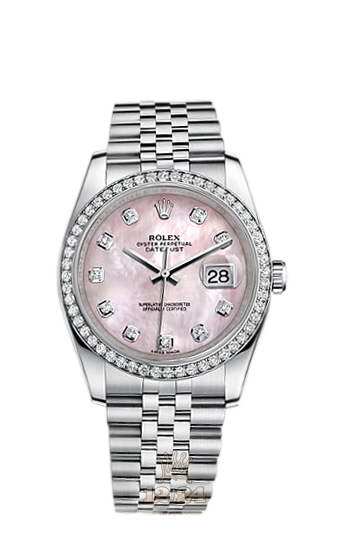 Rolex Datejust Watch 116244-0013 36 mm Steel / White gold Case Pink Dial