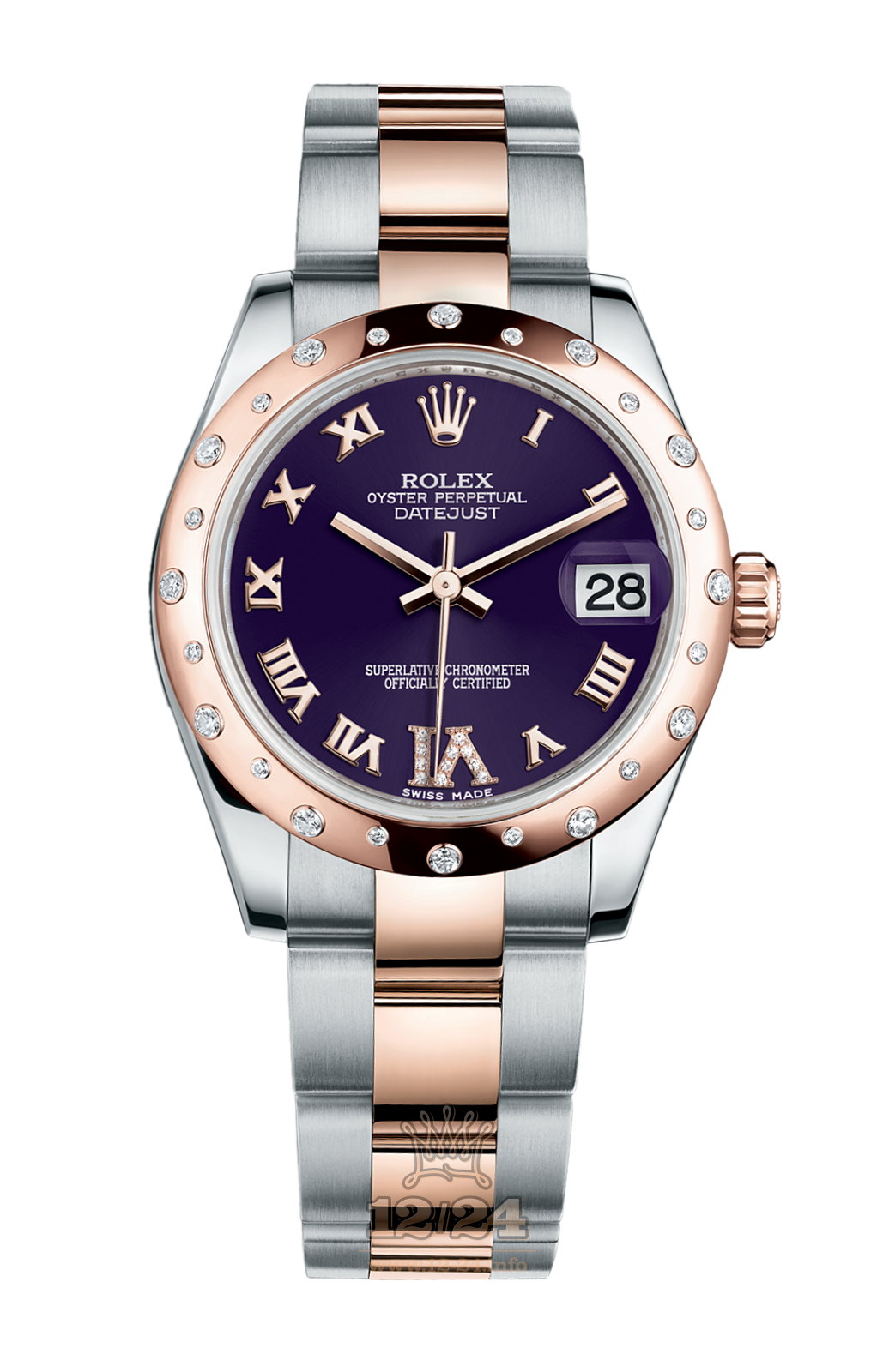Rolex Lady-Datejust Watch 178341-0011 31 mm Steel / Pink gold Case Purple Dial