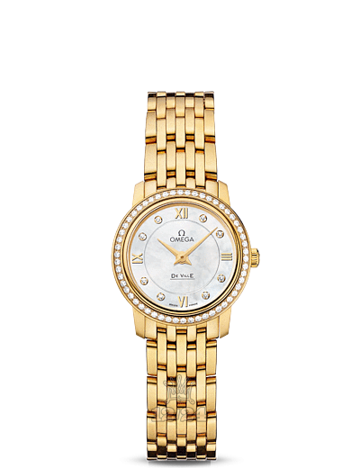 Omega Prestige Watch 424.55.24.60.55.001 24 mm Yellow gold Case White Dial