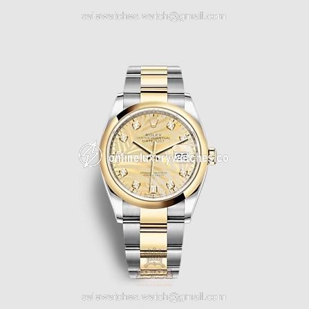 Rolex Datejust Watch 126203-0044 36 mm Stainless steel Yellow gold Case Yellow Dial