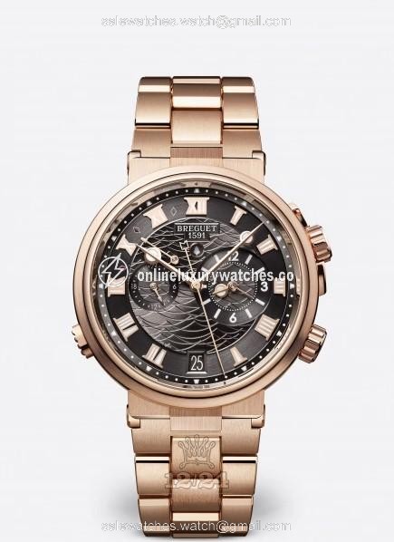 Breguet Marine Watch 5547BR/G3/RZ0 40 mm Pink gold Case Black Dial