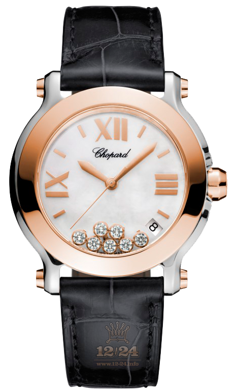 Chopard Happy Diamonds Watch 278492-9004 36 mm Steel / Pink gold Case White Dial