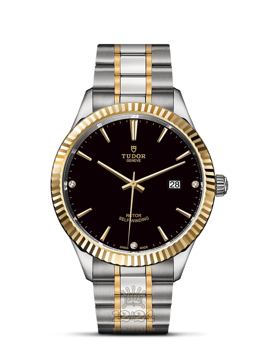 Tudor Style Watch M12713-0011 41 mm Stainless steel Yellow gold Case Black Dial