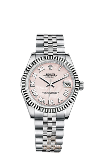 Rolex Datejust Watch 178274-0044 31 mm Steel / White gold Case Pink Dial