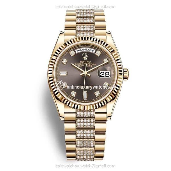 Rolex Day-Date Watch 128238-0024 36 mm Yellow gold Case Gray Dial