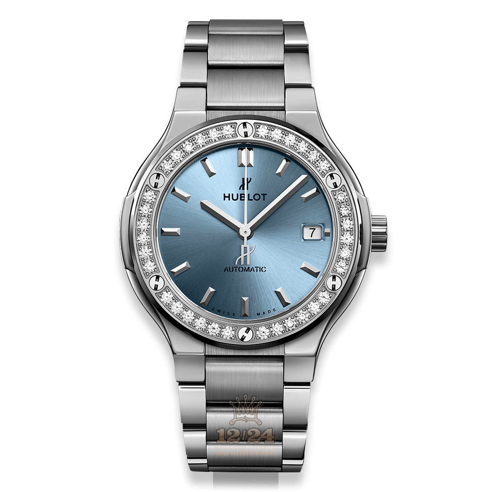 Hublot Classic Fusion Watch 568.NX.891L.NX.1204 38 mm Titanium Case Blue Dial