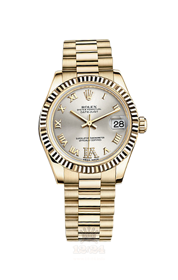 Rolex Datejust Watch 178278-0121 31 mm Yellow gold Case Silver Dial