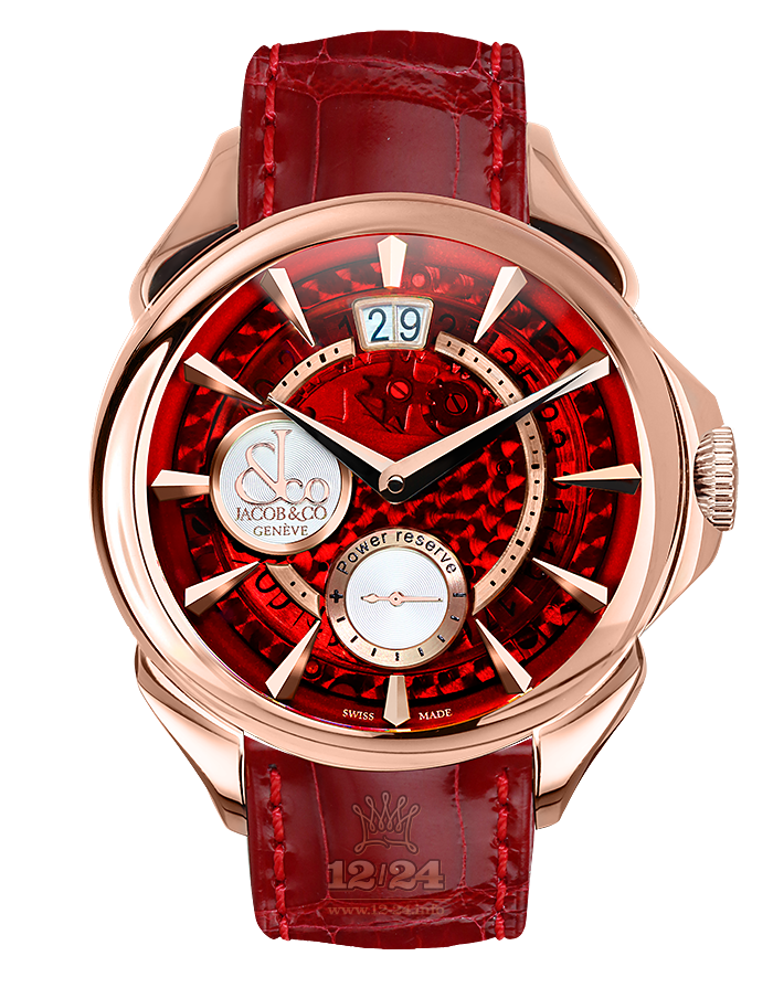 Jacob & Co Gents Collection Watch PC400.40.NS.MR.A 42 mm Pink gold Case Red Dial