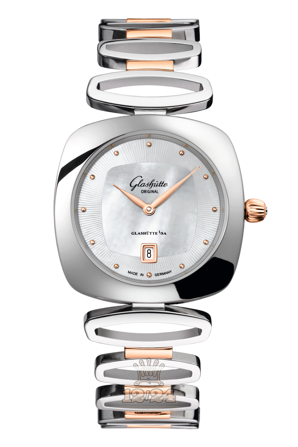 Glashutte Ladies Watch 1-03-01-26-06-14 31 mm Steel / Pink gold Case Silver Dial