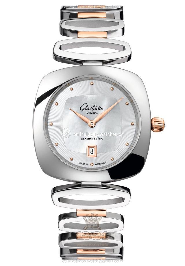 Glashutte Ladies Watch 103-01-26-06-14 31 mm Stainless steel Red gold Case Silver Dial