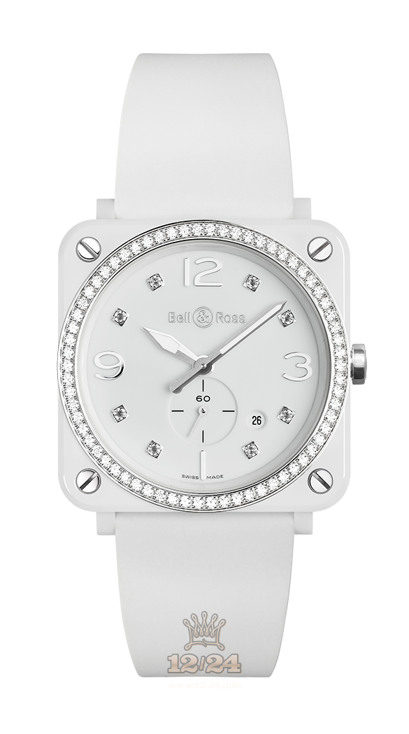 Bell & Ross Instruments Watch BRS-WH-CES-LGD/SRB 39 mm Ceramics Case White Dial