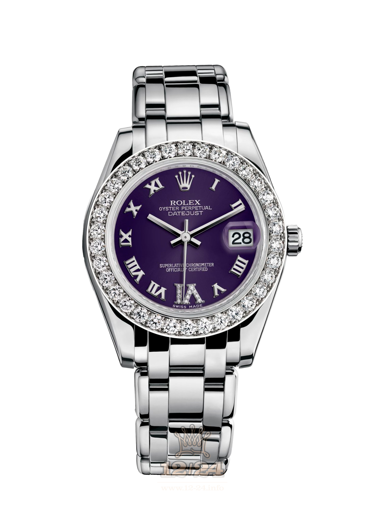 Rolex Pearlmaster Watch 81299-0040 34 mm White gold Case Purple Dial