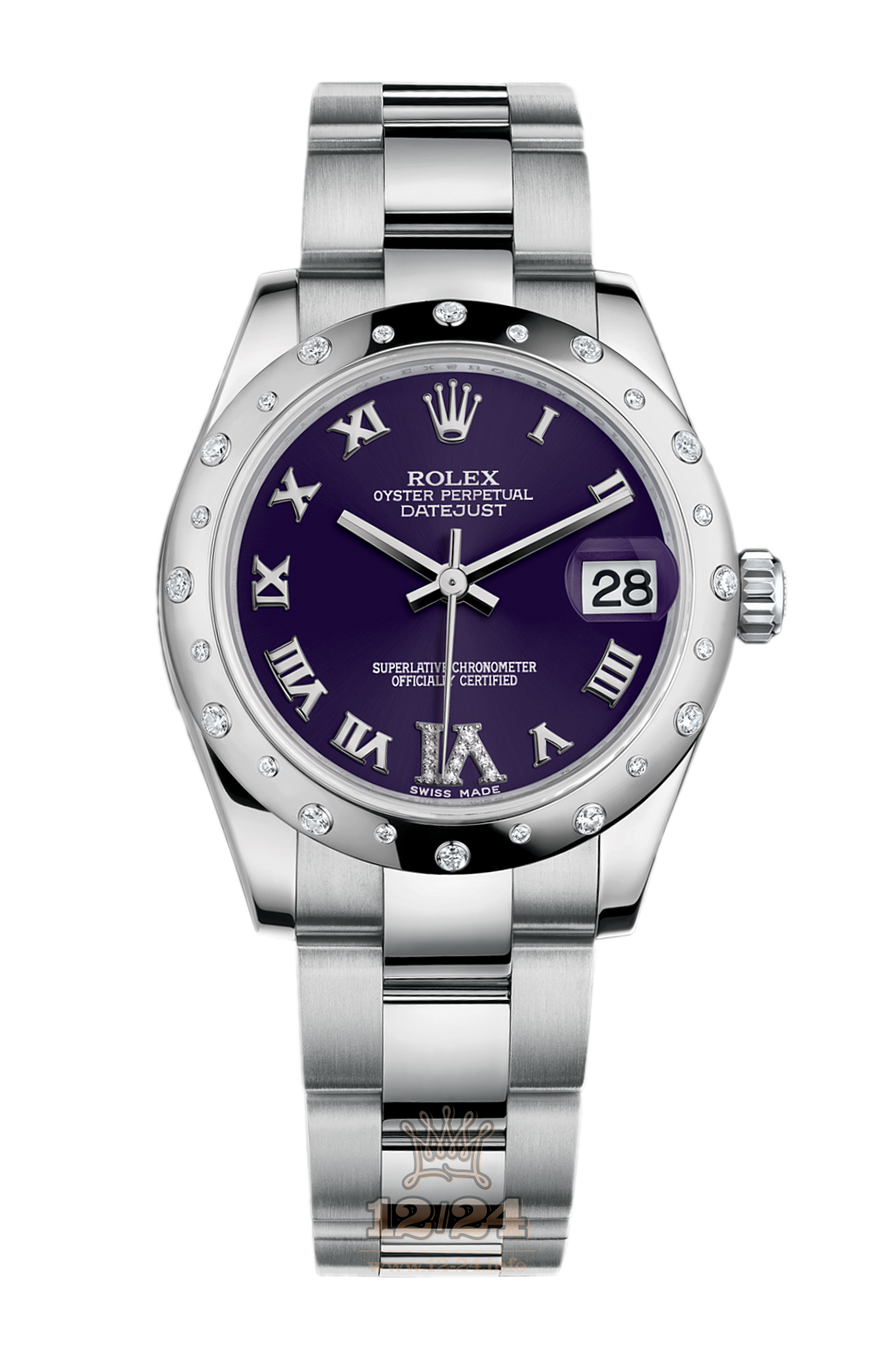 Rolex Lady-Datejust Watch 178344-0016 31 mm Steel / White gold Case Purple Dial