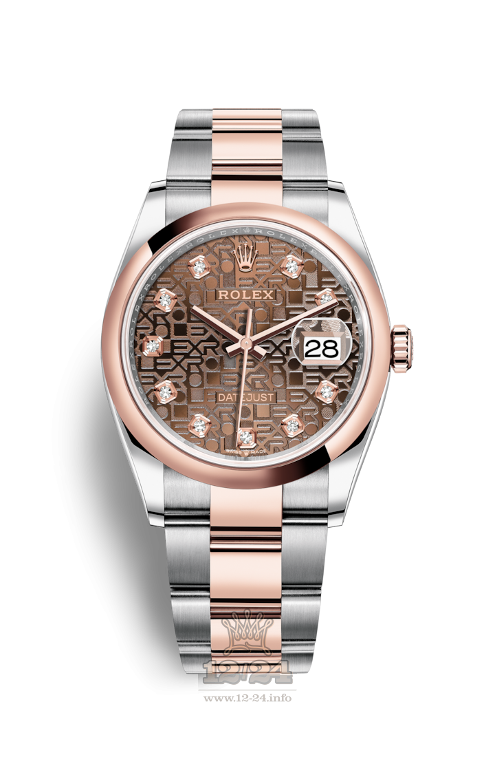 Rolex Datejust Watch 126201-0026 36 mm Steel / Pink gold Case Brown (chocolate) Dial