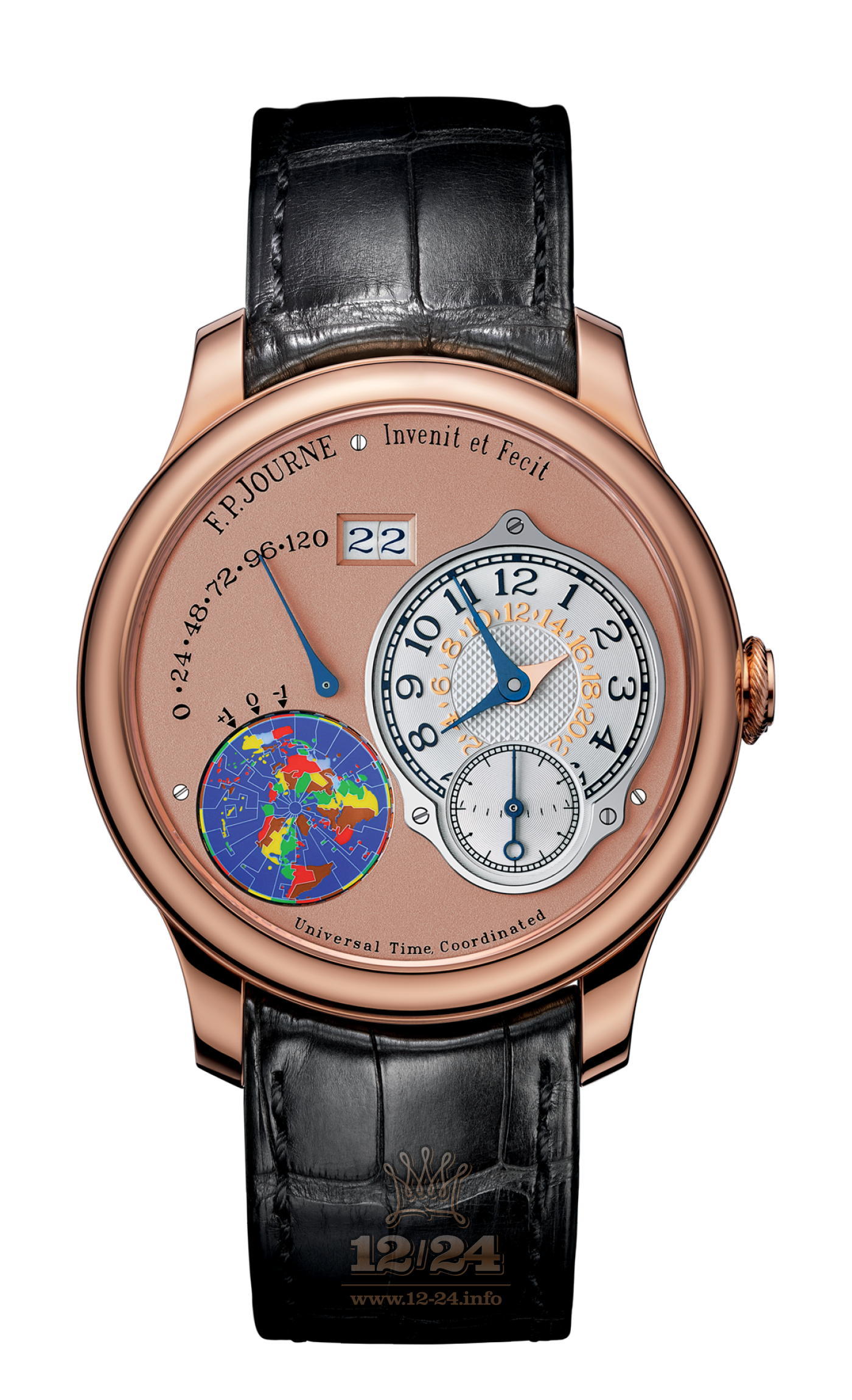 F.P.Journe Octa Watch FPJ-Co-Octa-Utc-AL-CuirOr 40 mm Pink gold Case White Golden Dial