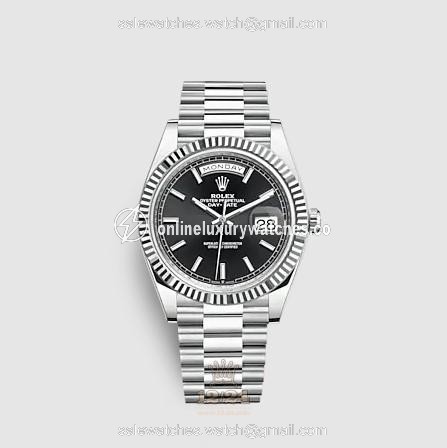 Rolex Day-Date Watch 228236-0003 40 mm Platinum Case Black Dial