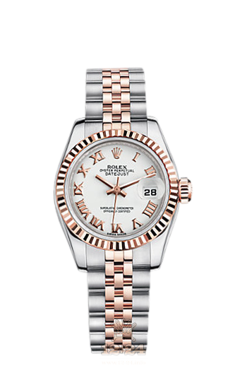 Rolex Lady-Datejust Watch 179171-0067 26 mm Steel / Pink gold Case White Dial