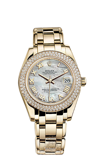 Rolex Pearlmaster Watch 81338-0032 34 mm Yellow gold Case White Dial