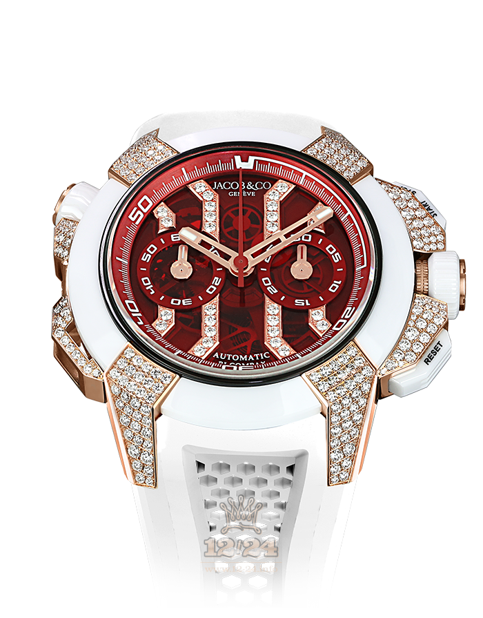 Jacob & Co Gents Collection Watch EC412.42.RW.RR.F 47 mm Pink gold Titanium Ceramics Case Red Dial