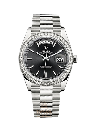 Rolex Day-Date Watch 228349rbr-0002 40 mm White gold Case Black Dial