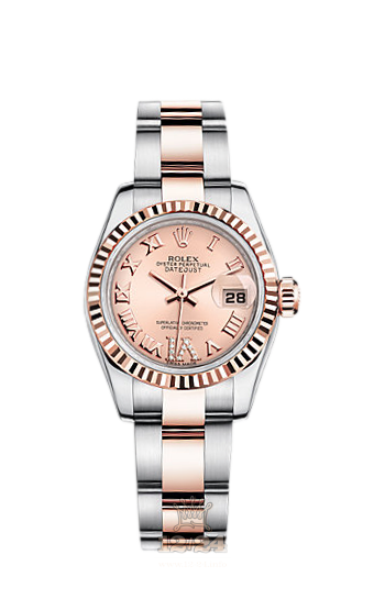 Rolex Lady-Datejust Watch 179171-0074 26 mm Steel / Pink gold Case Pink Dial